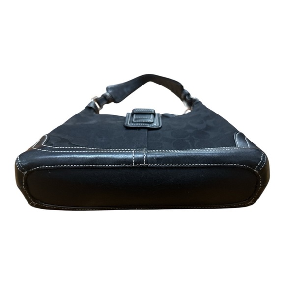 Coach Black Canvas, and Leather Hobo Bag with Adjustable Strap and Silver Buckle - Picture 3 of 8